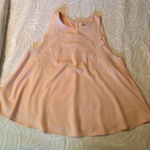 Pink embroidered tank